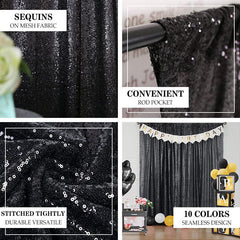 Aperturee - Black Sequin Shimmer Fabric Backdrop For Photography