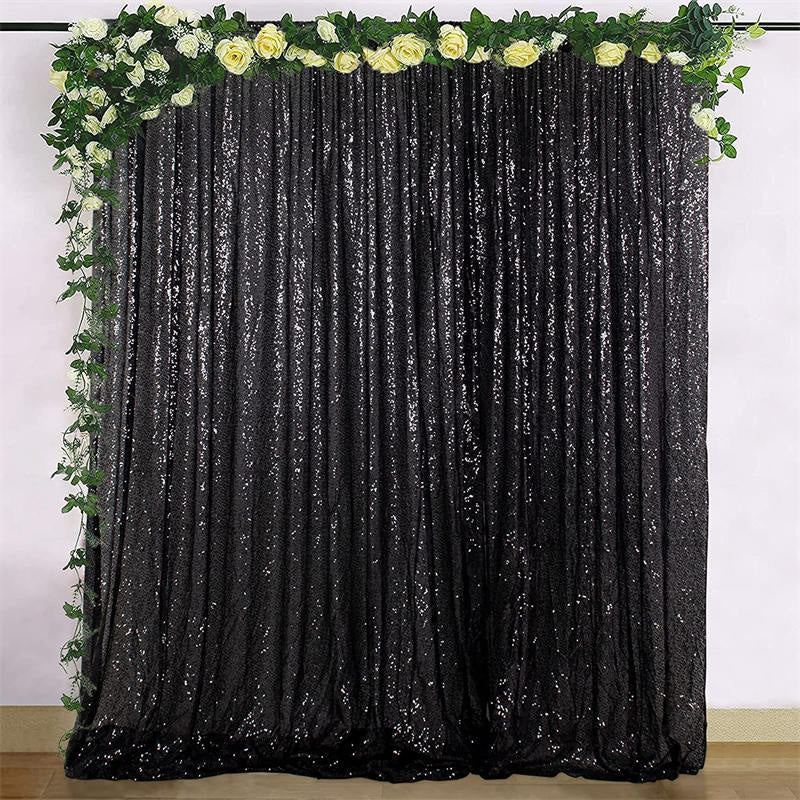 Aperturee - Black Sequin Shimmer Fabric Backdrop For Photography