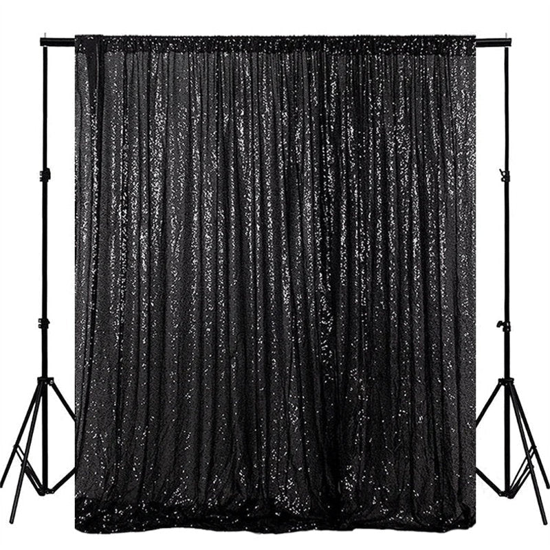 Aperturee - Black Sequin Shimmer Fabric Backdrop For Photography