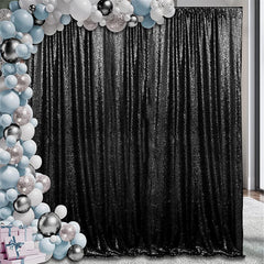 Aperturee - Black Sequin Shimmer Fabric Backdrop For Photography