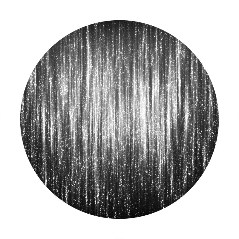 Aperturee - Black Sliver Glitter Round Birthday Backdrop