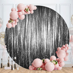 Aperturee - Black Sliver Glitter Round Birthday Backdrop