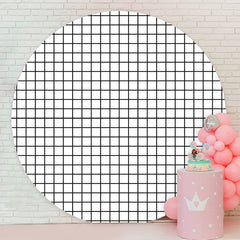 Aperturee - Black White Square Round Happy Birthday Backdrop