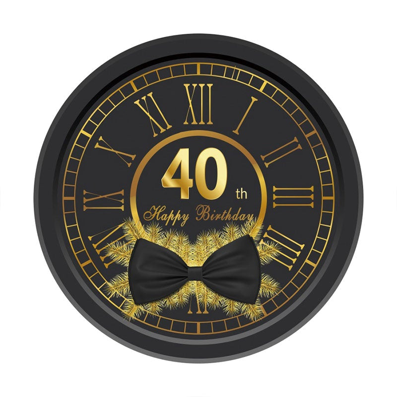 Aperturee - Black Wrist Watch Round Happy 40th Birthday Backdrop