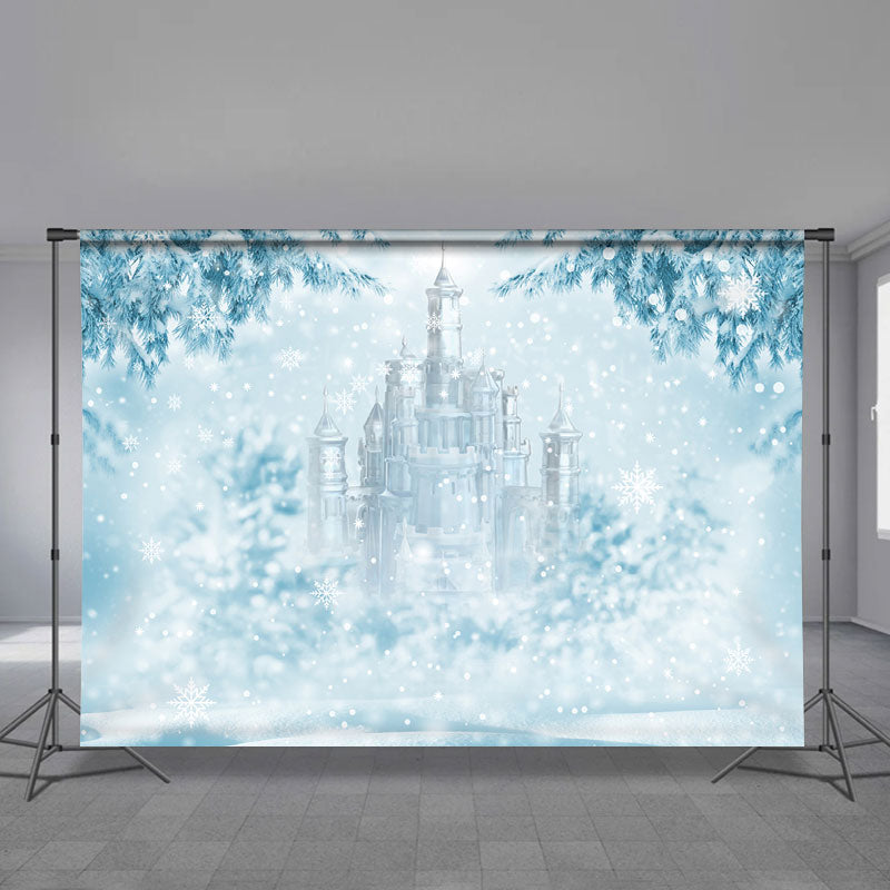 Aperturee - Blue Castle Frozen World Winter Scene Backdrop