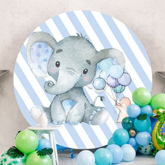Aperturee - Blue Elephant Ballon Round Baby Shower Backdrop