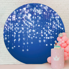 Aperturee - Blue Glitter Bokeh Round Birthday Party Backdrop