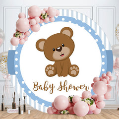 Aperturee - Blue Grey Round Teddy Bear Baby Shower Backdrop