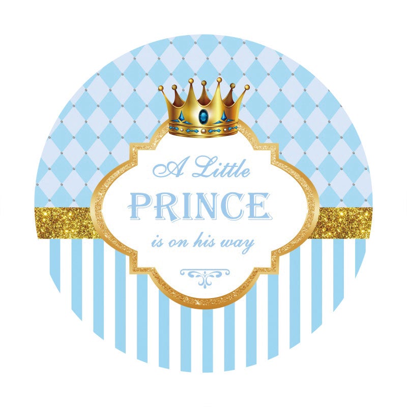 Aperturee - Blue Little Prince Round Baby Shower Backdrop