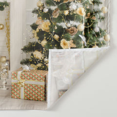 Aperturee - Bright White Christmas Gift Tree Holiday Backdrop