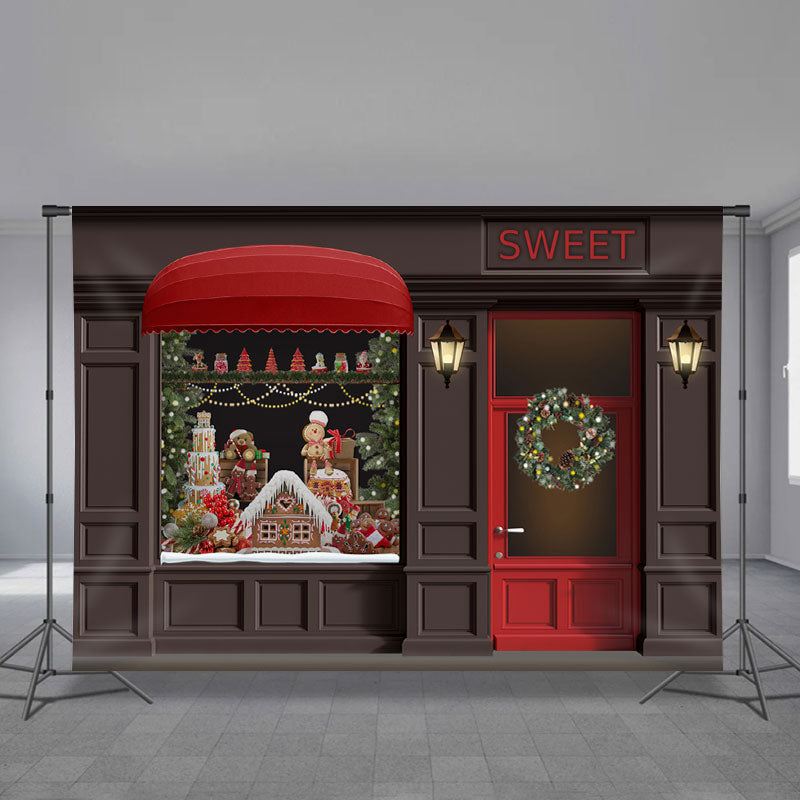 Aperturee - Brown Sweet Store Gingerhouse Christmas Backdrop