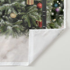 Aperturee - Brown Wood Door Light Wreath Christmas Backdrop