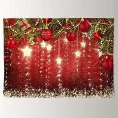 Aperturee - Burgundy Glitter Ball Holiday Christmas Backdrop