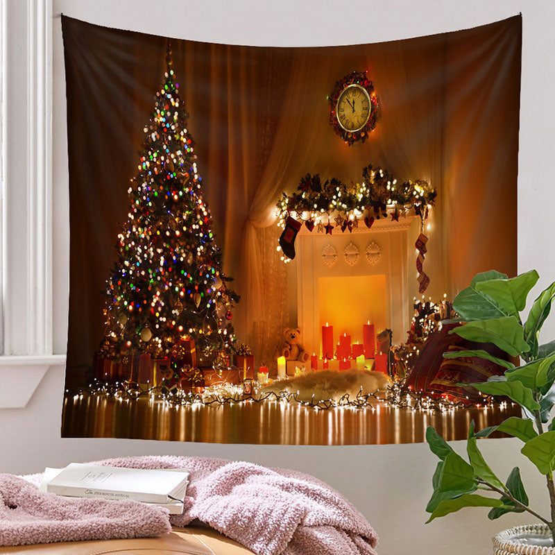 Aperturee - Christmas Tree Warm Light Candle Holiday Backdrop