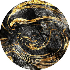 Aperturee - Circle Black Gold Abstract Line Birthday Backdrop