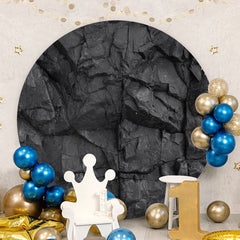Aperturee - Circle Black Stone Birthday Decoration Backdrop