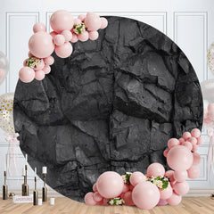 Aperturee - Circle Black Stone Birthday Decoration Backdrop