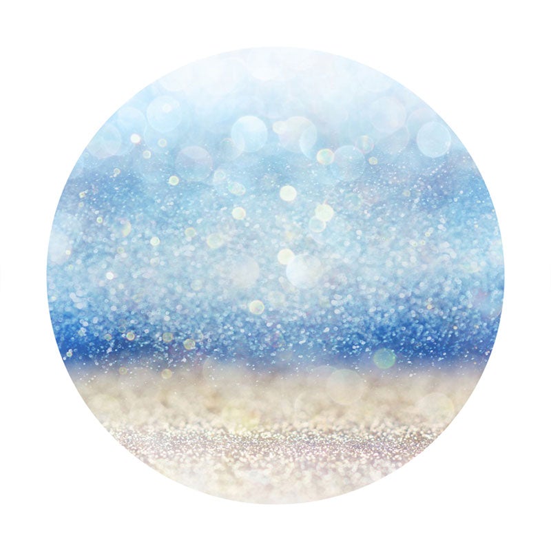 Aperturee - Circle Blue Bokeh Glitter Round Happy Birthday Backdrop