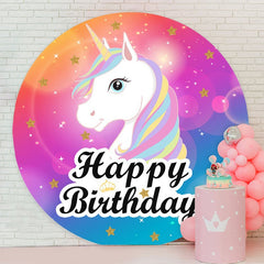 Aperturee - Circle Bokeh Unicorn Happy Birthday Backdrop