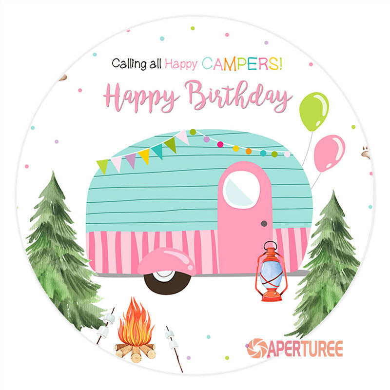 Aperturee - Circle Campers Outdoor Happy Birthday Backdrop