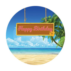Aperturee - Circle Coconut Beach Happy Birthday Backdrop