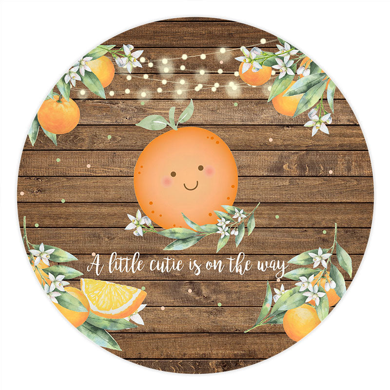 Aperturee - Circle Cute Orange Wood Baby Shower Backdrop