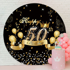 Aperturee - Circle Diamonds Gold Ballons Birthday Backdrop