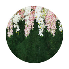 Aperturee - Circle Flower Green Forest Happy Birthday Backdrop