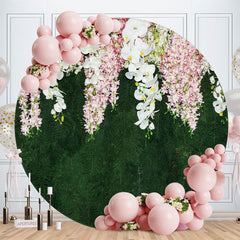 Aperturee - Circle Flower Green Forest Happy Birthday Backdrop