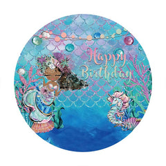 Aperturee - Circle Glitter Dream Mermaid Happy Birthday Backdrop