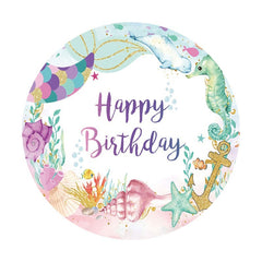 Aperturee - Circle Glitter Mermaid Round Birthday Backdrop