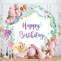 Aperturee - Circle Glitter Mermaid Round Birthday Backdrop