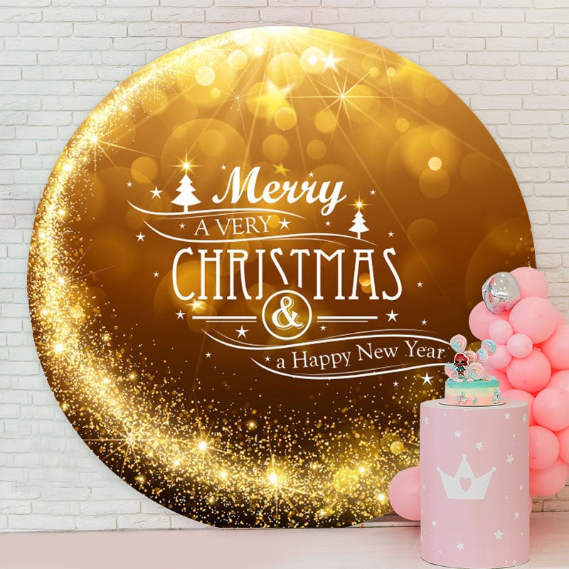 Aperturee - Circle Gold Glitter Bokeh Christmas Backdrop