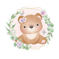 Aperturee - Circle Little Brown Bear Baby Shower Backdrop