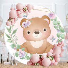 Aperturee - Circle Little Brown Bear Baby Shower Backdrop
