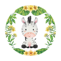 Aperturee - Circle Little Cute Horse Round Birthday Backdrop
