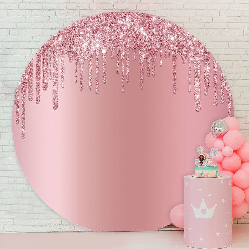 Aperturee - Circle Pink Glitter Girls Birthday Party Backdrops