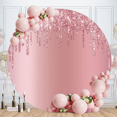 Aperturee - Circle Pink Glitter Girls Birthday Party Backdrops