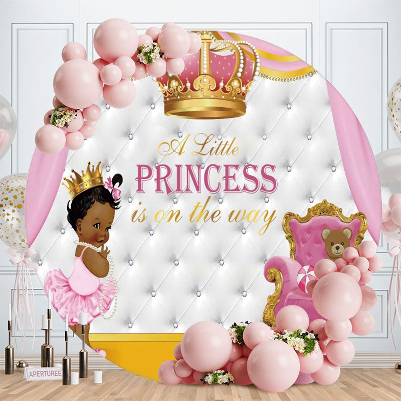 Aperturee - Circle Pink Little Princess Baby Shower Backdrops