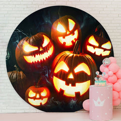 Aperturee - Circle Pumpking Light Round Halloween Backdrop