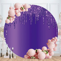 Aperturee - Circle Purple Glitter Birthday Party Backdrop