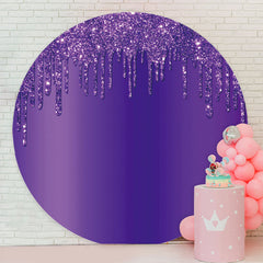 Aperturee - Circle Purple Glitter Birthday Party Backdrop