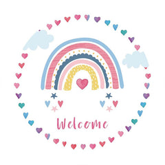 Aperturee - Circle Rainbow Cloud Welcome Birthday Party Backdrop