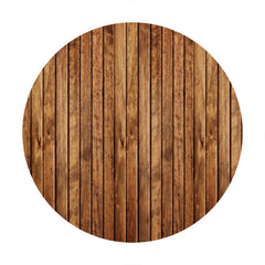Aperturee - Circle Simple Brown Wooden Birthday Backdrop