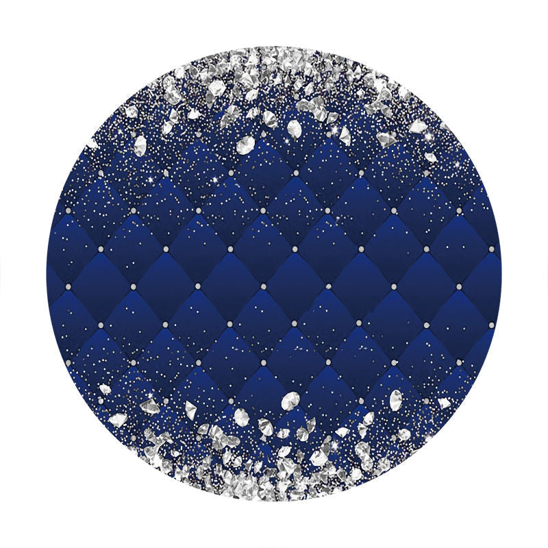 Aperturee - Circle Sliver Diamonds Blue Birthday Backdrop