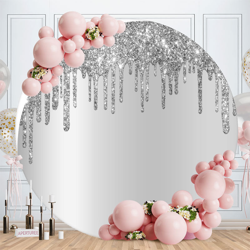 Aperturee - Circle Sliver Glitter Birthday Party Backdrop