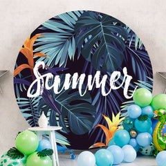 Aperturee - Circle Summer Green Leaves Round Birthday Backdrop