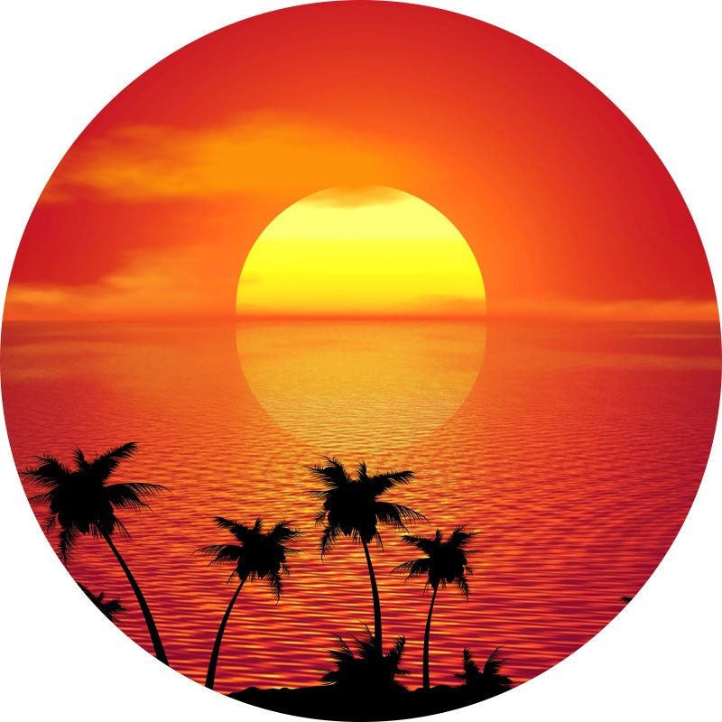 Aperturee - Circle Sunset Scenery Round Birthday Backdrop