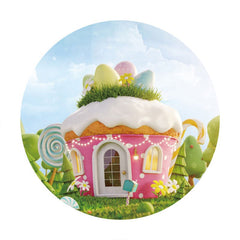 Aperturee - Circle Sweet Cake House Girls Birthday Backdrop