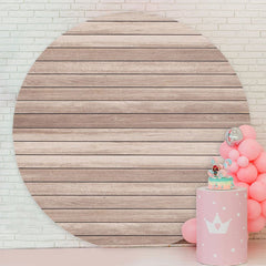 Aperturee - Circle Wooden Stripe Happy Birthday Backdrop